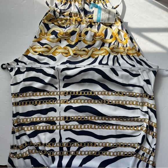NWT J. McLaughlin Maria Halter Dress Navy Zebra Chains Size Large - Picture 7 of 9